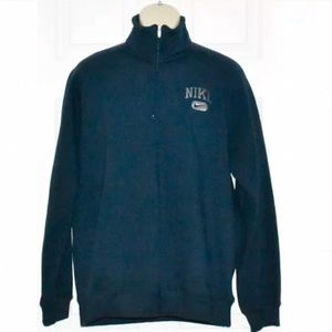Men's Nike Swoosh Men's Navy Blue 1/4 Zip Pullover Sweatshirt Sweater Size (L)